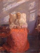 Mrs Ane Brndum in the blue room, Anna Ancher